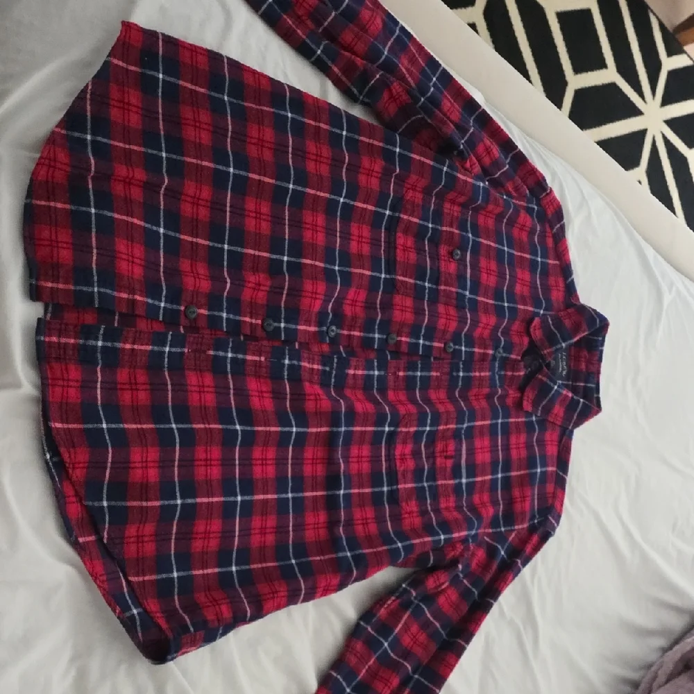 J. Crew Red and Navy Plaid Flannel Shirt